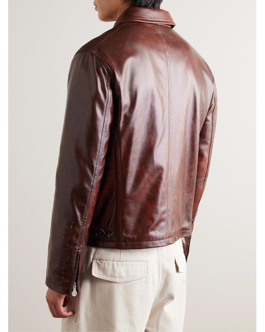 Acne Brown Leather Blouson Jacket for men