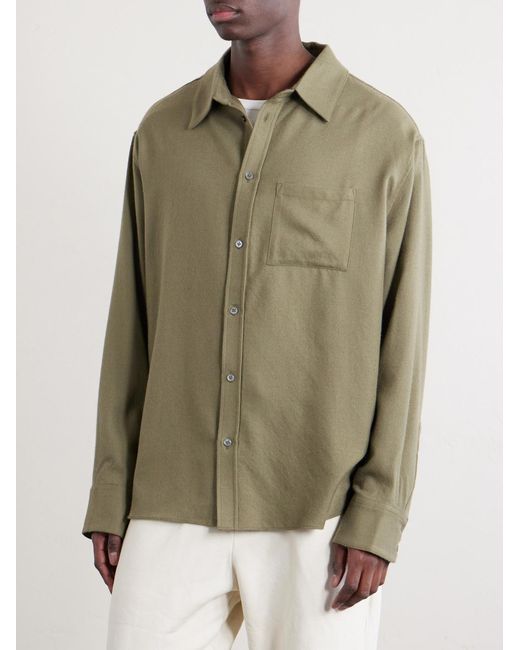 The Elder Statesman Green Cashmina Wool And Cashmere-blend Shirt for men