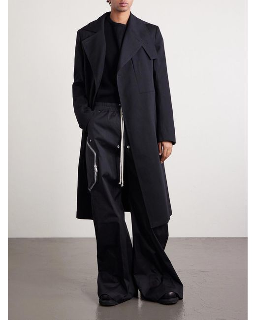Rick Owens Black Heizer Belas Wide-leg Cotton-blend Poplin Drawstring Cargo Trousers for men