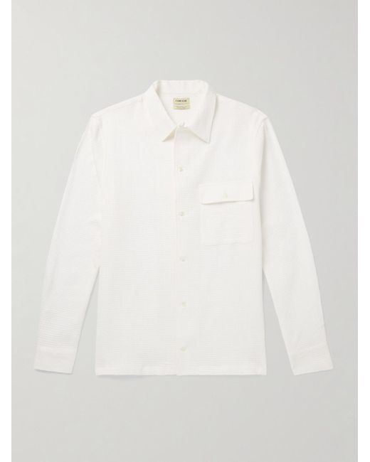 De Bonne Facture White Honeycomb-knit Cotton And Linen-blend Shirt for men