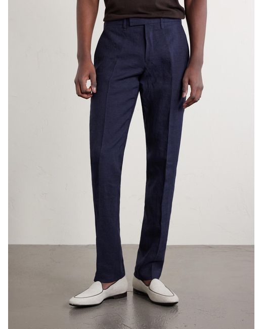 Mr P. Blue Phillip Slim-Fit Linen Suit Trousers for men
