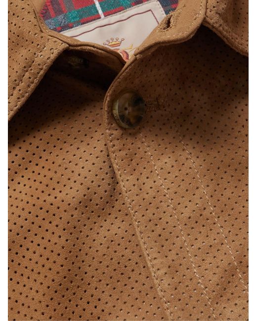 Baracuta Brown Perforated Suede Blouson Jacket for men