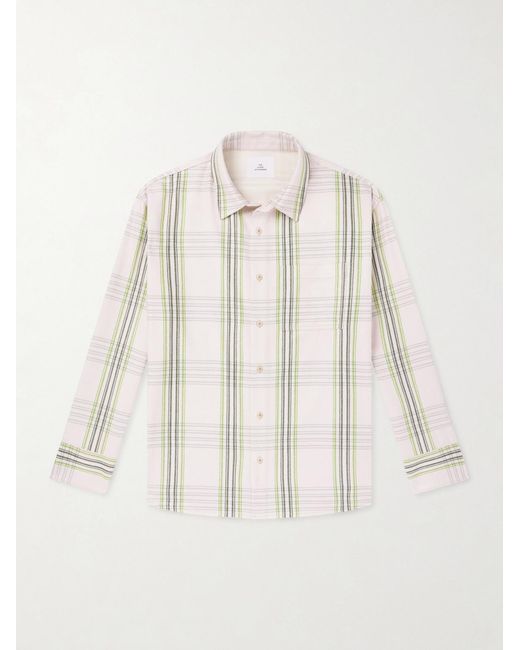 The Elder Statesman Natural Snap Pea Checked Virgin Wool, Silk And Cashmere-Blend Overshirt for men
