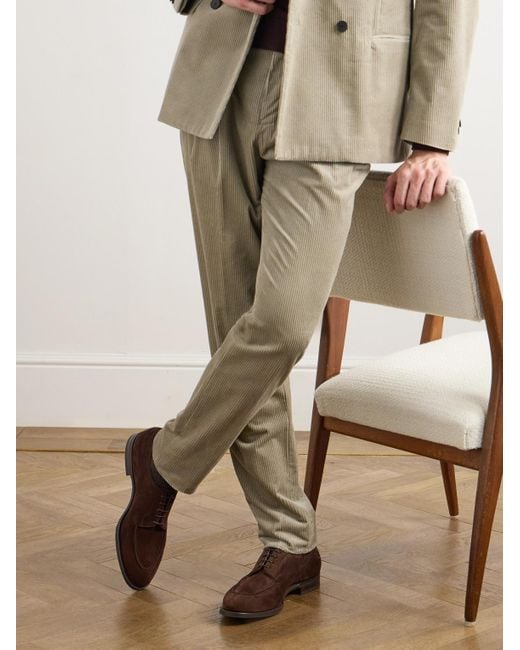 Edward Green Brown Dover Suede Derby Shoes for men