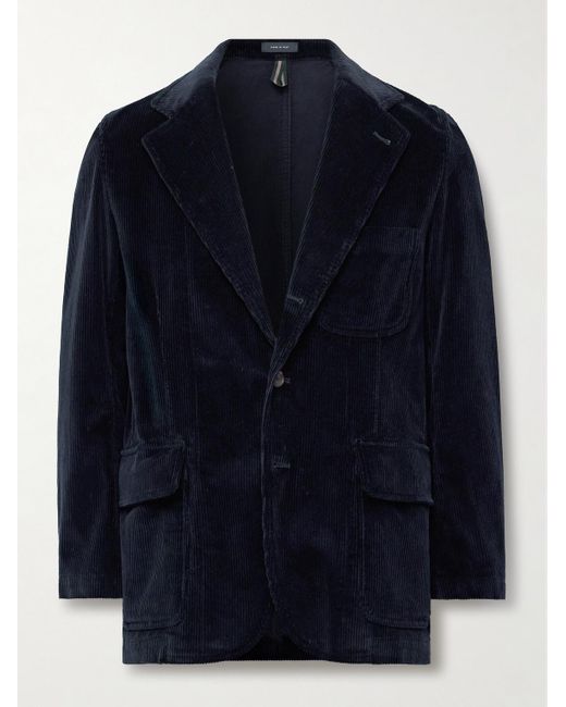 Drake's Blue Mki Games Cotton-Corduroy Suit Jacket for men