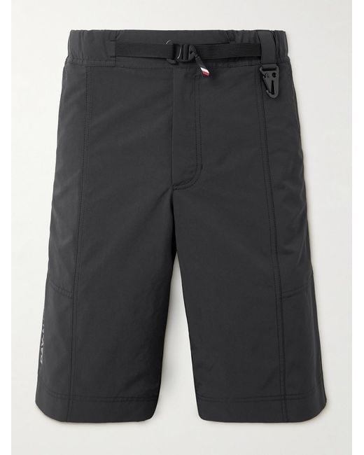Moncler Gray Day-Namic Straight-Leg Belted Logo-Appliquéd Shell Shorts for men