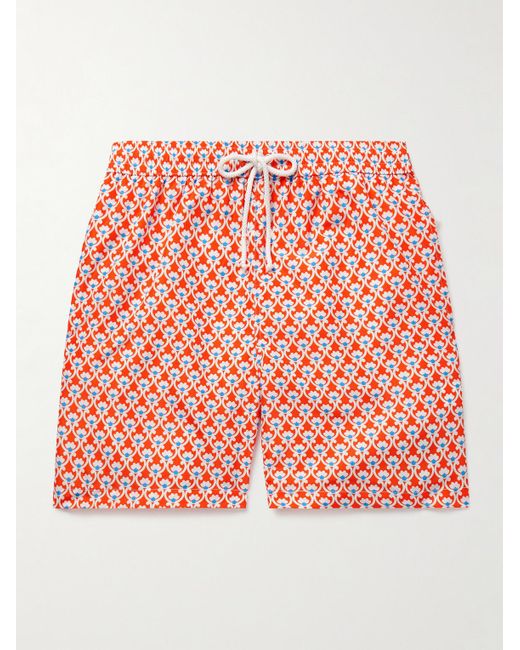 Anderson & Sheppard Red Slim-fit Straight-leg Mid-length Printed Swim Shorts for men