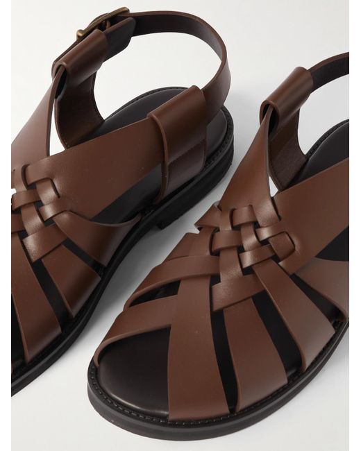 Manolo Blahnik Brown Zale Leather Fisherman Sandals for men