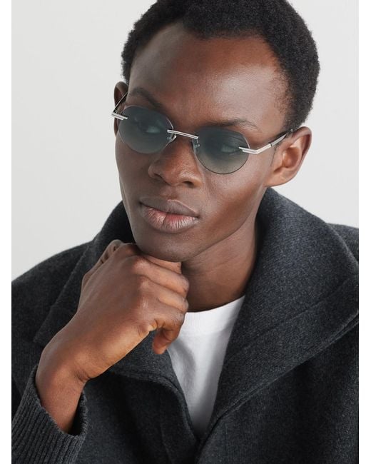 Bottega Veneta Green Rimless Round-Frame-Tone Sunglasses for men