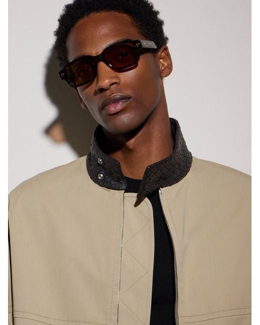 Bottega Veneta Brown Intrecciato Square-frame Acetate And Gold-tone Sunglasses for men
