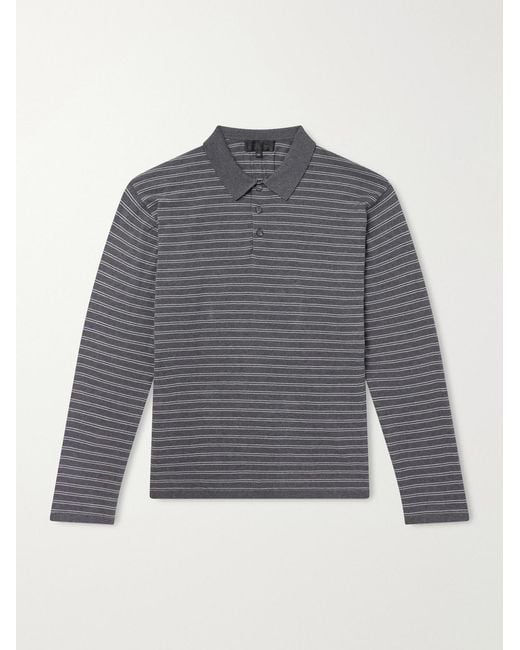 Nili Lotan Gray Foley Striped Cotton Polo Shirt for men