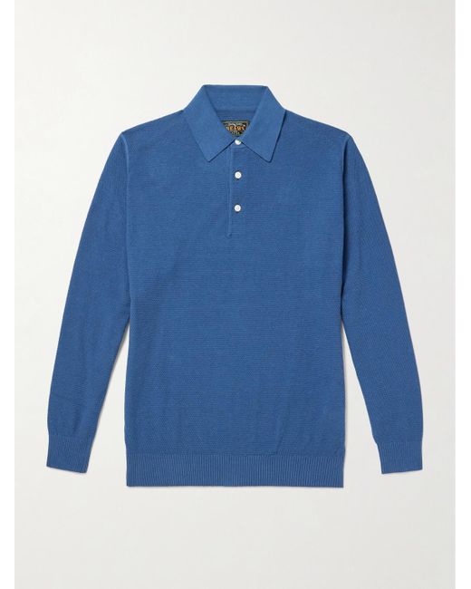 Beams Plus Blue Cotton-Piqué Polo Shirt for men