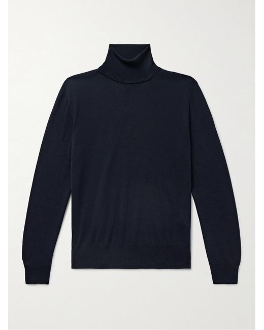 Canali Blue Slim-fit Merino Wool Rollneck Sweater for men