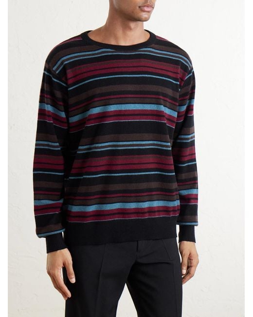Dries Van Noten Blue Muroli Striped Cashmere Sweater for men
