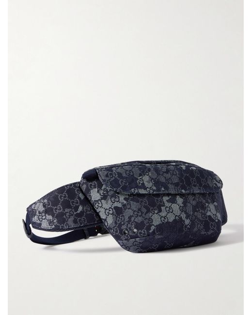 Gucci Gürteltasche aus Denim mit Jacquard-Logomuster und Camouflage-Print in Blue für Herren