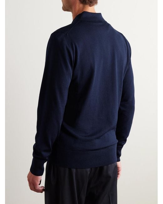 Mr P. Blue Merino Wool Polo Shirt for men