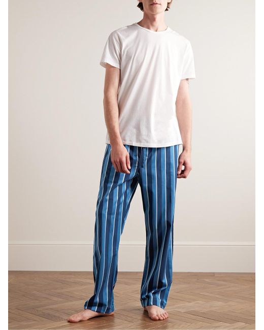 Derek Rose Royal 220 gerade geschnittene gestreifte Pyjama-Hose aus  Baumwollsatin in Blau für Herren | Lyst DE