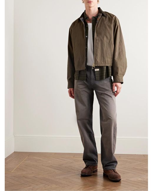 Kapital Natural Drizzler Cropped Corduroy-Trimmed Oiled-Cotton Jacket for men