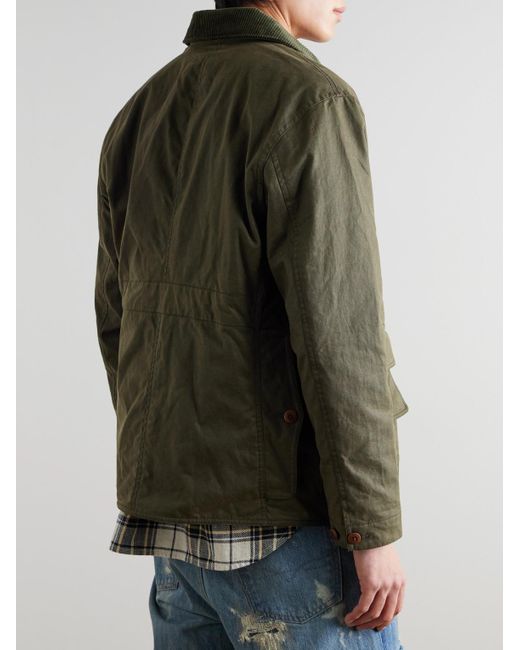 Polo Ralph Lauren Green Polo Country Corduroy And Leather-Trimmed Waxed Cotton-Canvas Field Jacket for men