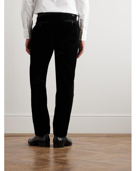 Tom Ford Black Straight-Leg Satin-Trimmed Velvet Tuxedo Trousers for men