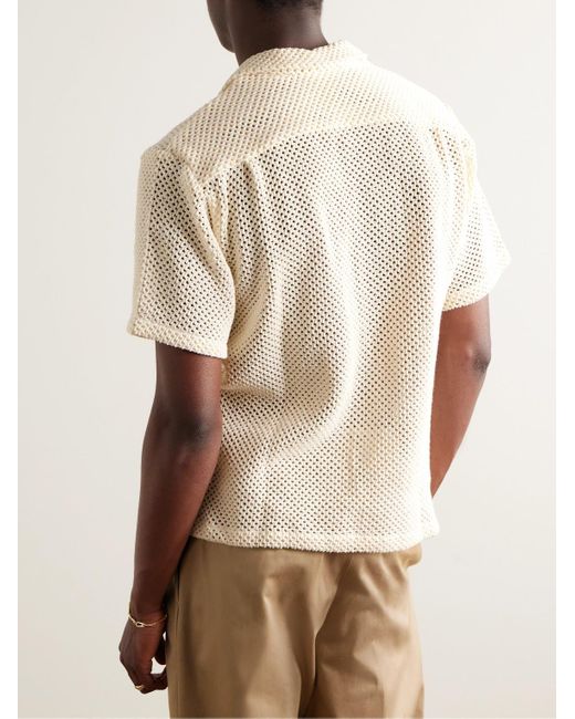 Portuguese Flannel Hemd aus einer gehäkelten Baumwollmischung mit Reverskragen in Natural für Herren