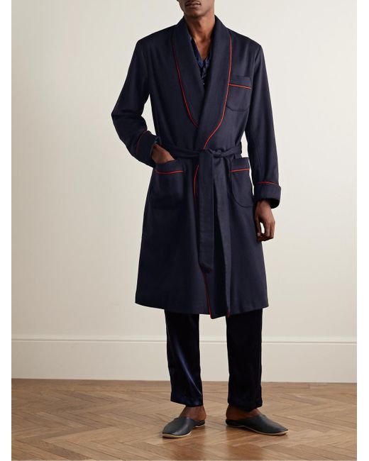 Rubinacci Blue Wool And Cashmere-blend Robe for men