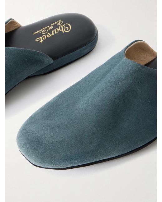 Charvet Blue Suede Slippers for men