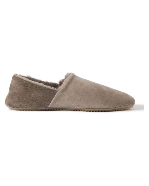 MR P. Collapsible-heel Shearling-lined Two-tone Suede Slippers in Brown ...