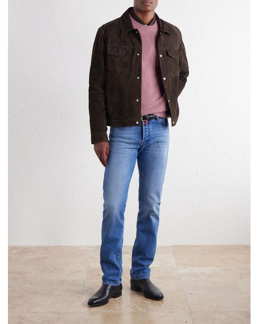 Kiton Blue Straight-Leg Jeans for men