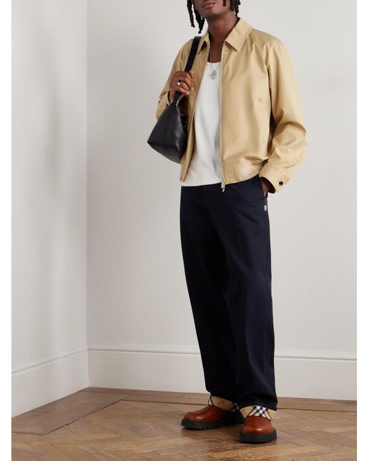 Burberry Blue Straight-Leg Cotton-Twill Trousers for men