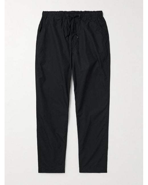 Orslow Black New Yorker Tapered Cotton Drawstring Trousers for men