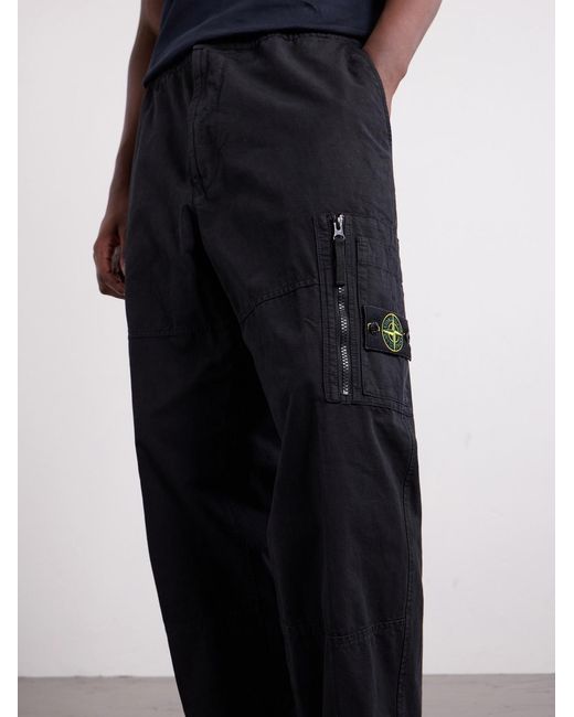 Stone Island Blue Wide-Leg Cotton Ripstop Cargo Trousers for men