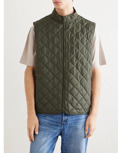 Peter Millar Green Essex Quilted Shell Vest for men