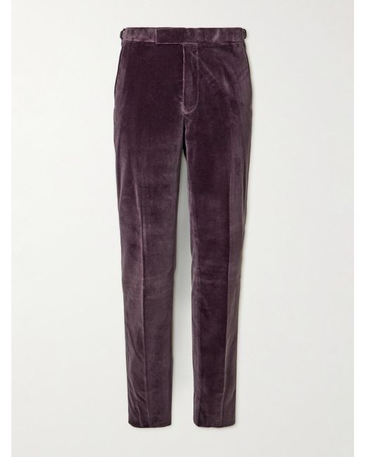 Richard James Purple Cotton-velvet Tuxedo Trousers for men