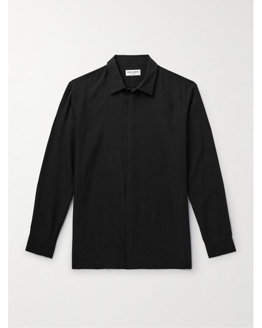 Saint Laurent Black Polka-dot Jacquard Shirt for men