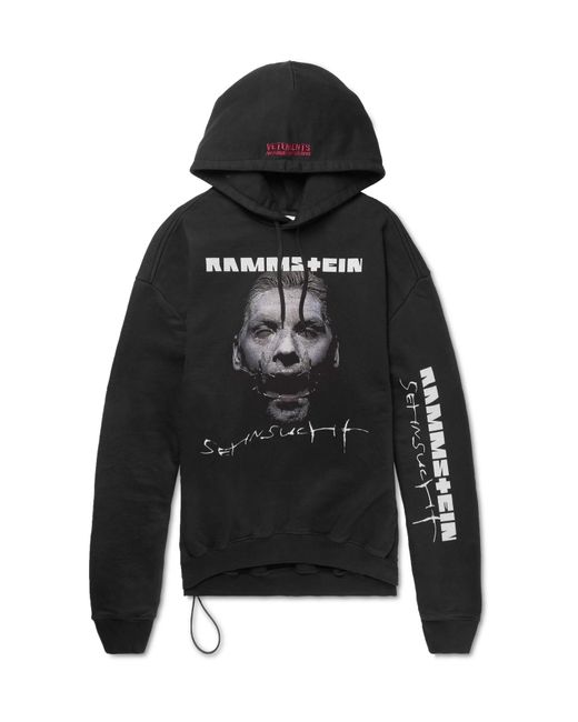 Vetements Black + Rammstein Oversized Printed Cotton-blend Jersey Hoodie for men
