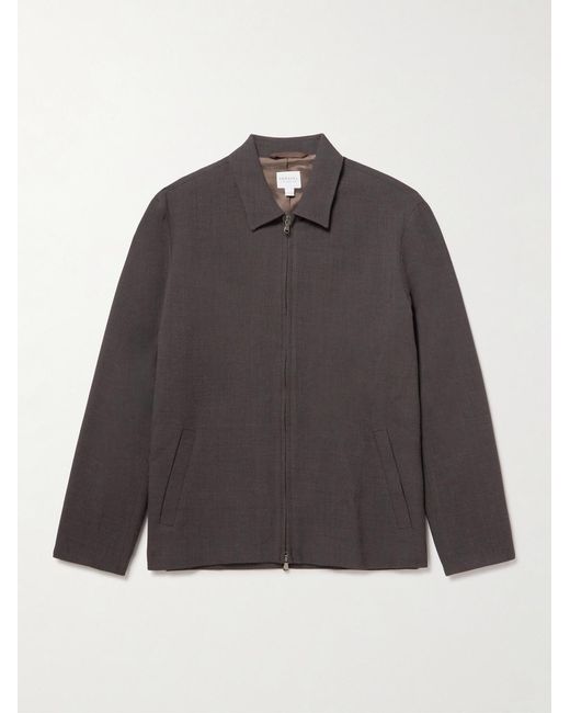 Sunspel Gray Textured Wool-Blend Harrington Jacket for men