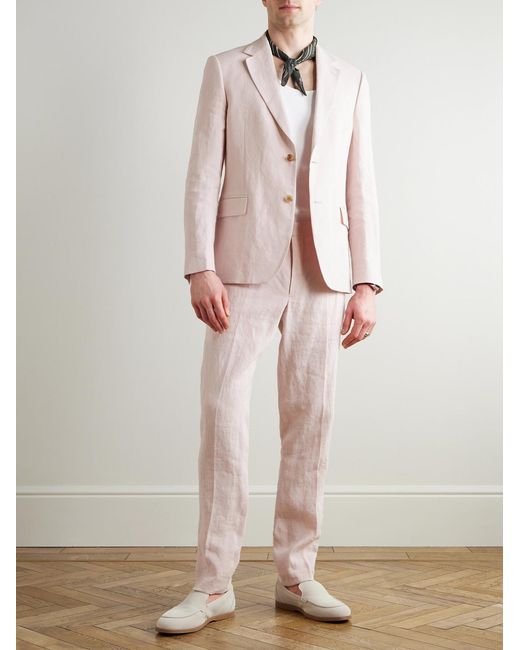 Mr P. Pink Phillip Slim-Fit Linen Suit Trousers for men