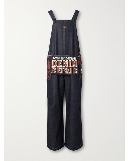 Kapital Blue Printed Denim Overalls for men