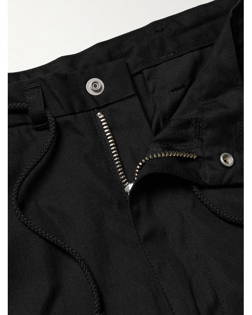 (w)taps Black Straight-Leg Cotton And Nylon-Blend Drawstring Cargo Trousers for men