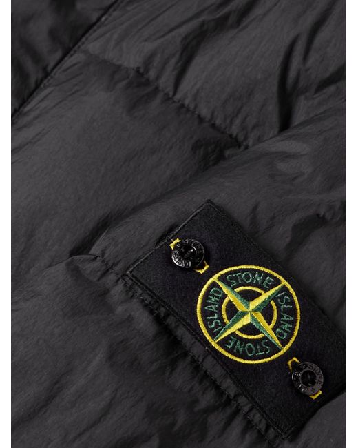 Stone Island Black Logo-appliquéd Quilted Shell Hooded Down Jacket for men