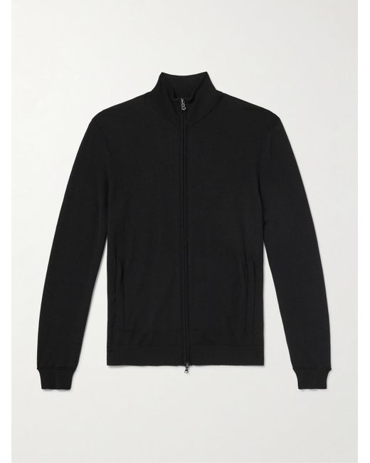 Bogner Black Oscar Virgin Wool Zip-Up Cardigan for men