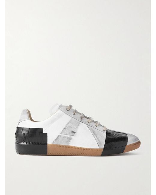 Maison Margiela White Replica Leather And Suede Sneakers for men