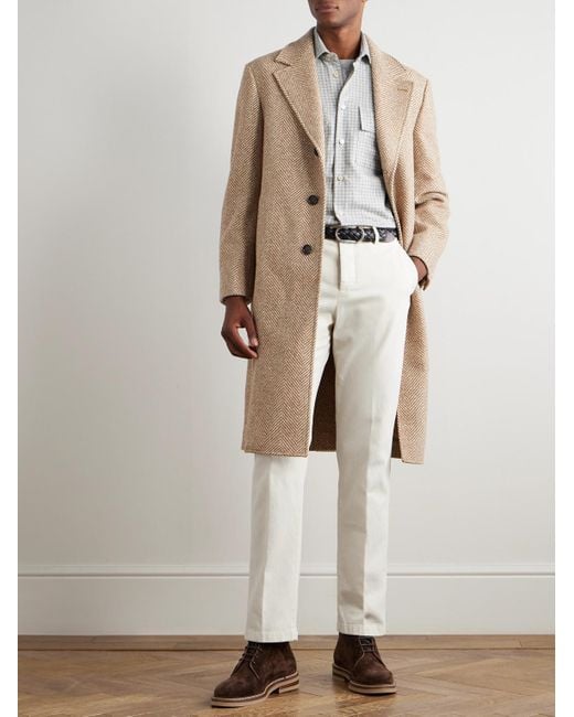 Kiton Schmal zulaufende Hose aus Twill aus einer Lyocell-Mischung in White für Herren