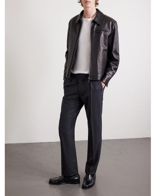 J. Mueser Gray Waverly Straight-Leg Pleated Wool-Twill Suit Trousers for men