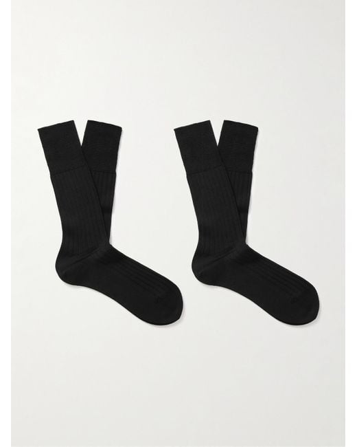 Falke Black Finest Two-Pack Ribbed Cashmere-Blend Socks for men