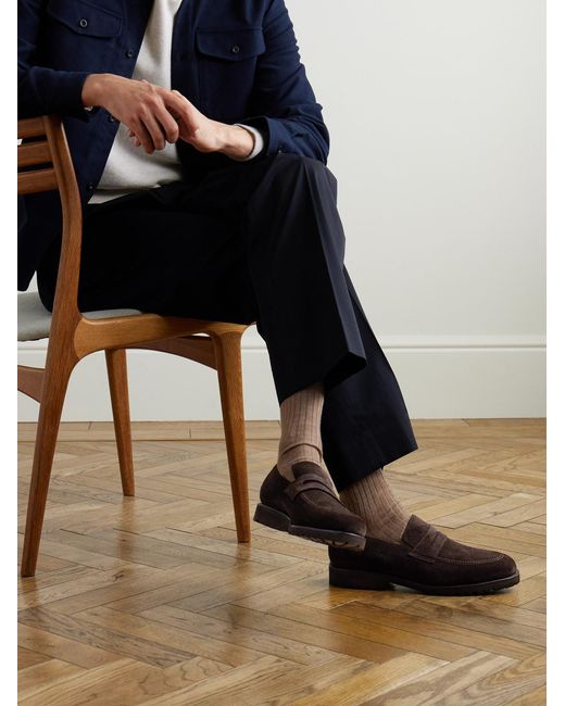 Majordome Brown M08 Suede Penny Loafers for men