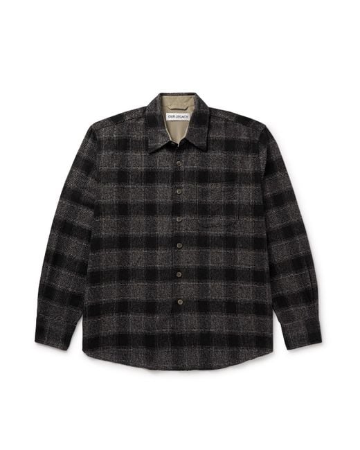 Our Legacy Black Above Checked Cotton Shirt for men