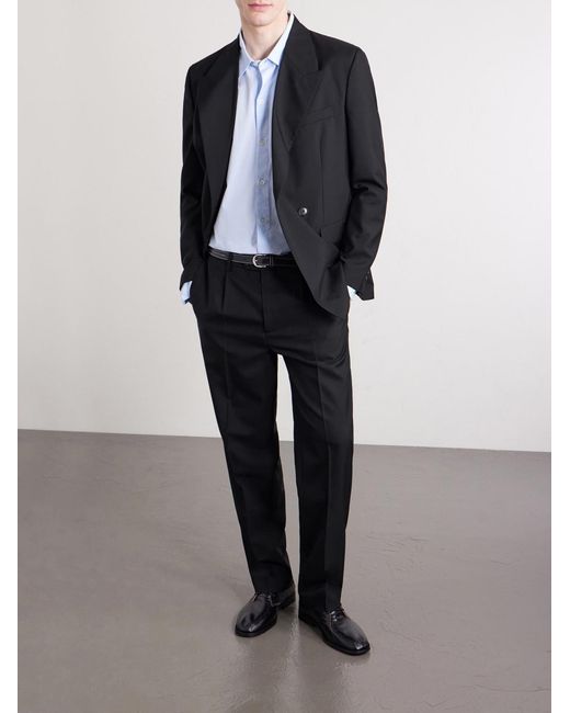 mfpen Black Double Breasted Wool Jacket for men