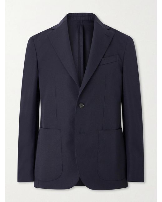 Caruso Blue Twill Suit Jacket for men